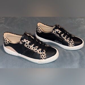 Blowfish Black and Leopard Print slip-on Sneakers